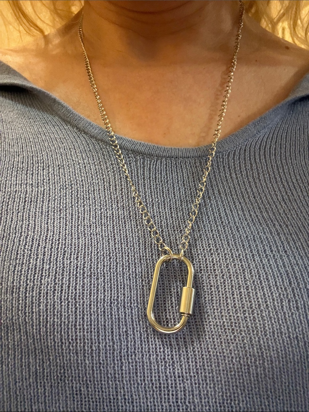 Hand-Crafted Silver Carabiner Pendant Necklace - Women's Jewelry